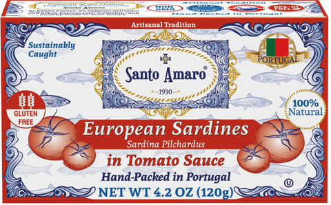 Santo Amaro Canned Sardines in Tomato Sauce Portuguese Sardines Best Canned Sardines Wild Caught Sustainable Portugal