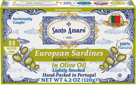 Santo Amaro Canned Sardines in Olive Oil Lightly Smoked Portuguese Sardines Best Canned Sardines Wild Caught Portugal