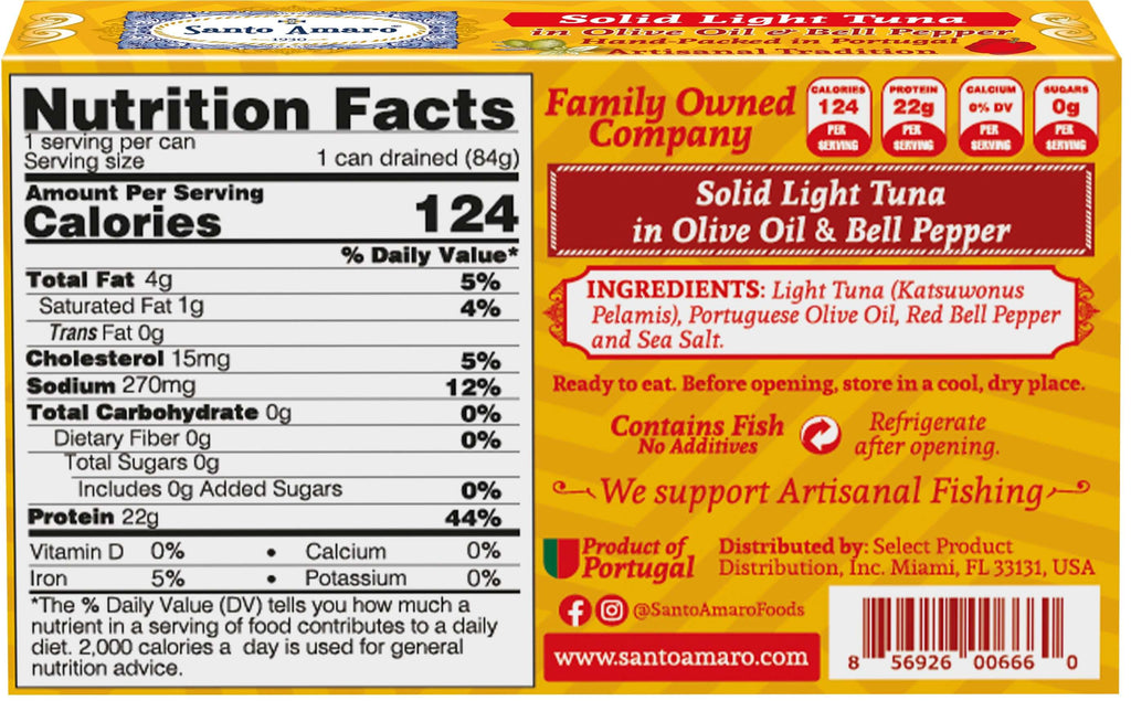 Santo Amaro Pole and Line Tuna Fillets Olive Oil Red Bell Pepper Portuguese Canned Tuna World's Best Tuna Fish Portugal