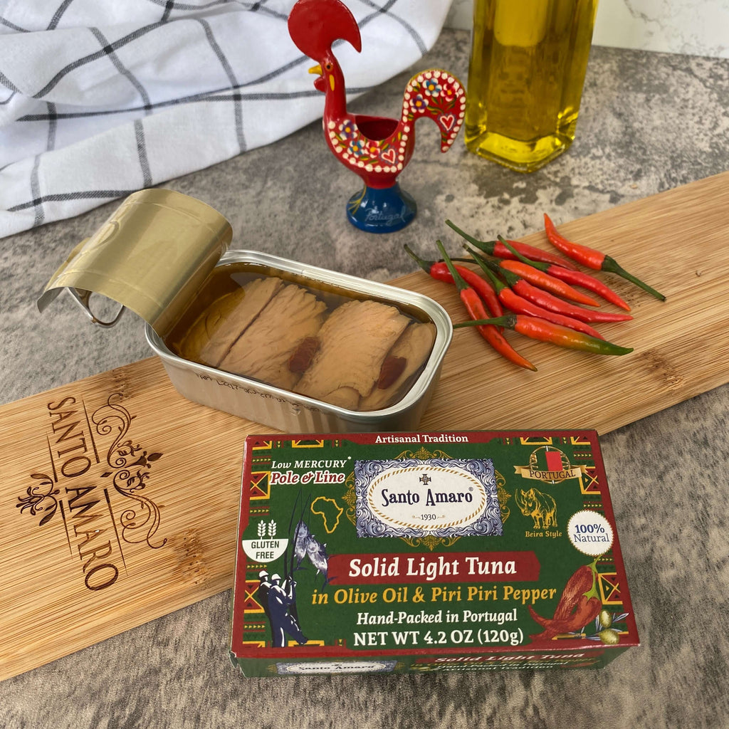 Santo Amaro Pole & Line Tuna Fillets Olive Oil Piri Piri - Peri Peri Portuguese Canned Tuna World's Best Tuna Fish Portugal