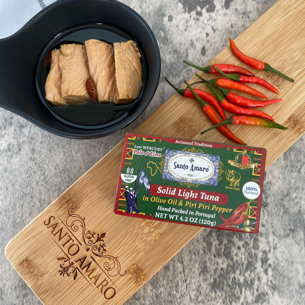 Santo Amaro Pole & Line Tuna Fillets Olive Oil Piri Piri - Peri Peri Portuguese Canned Tuna World's Best Tuna Fish Portugal