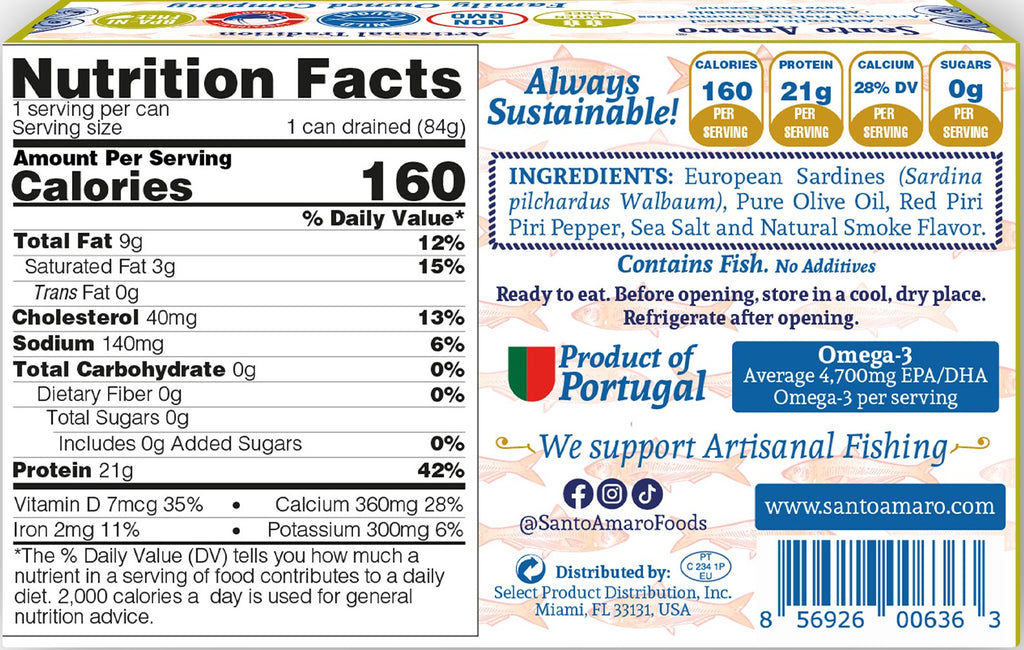 Wild Sardines in Virgin Olive Oil & Piri Piri Pepper Lightly Smoked - HOT AND SPICY! from PORTUGAL