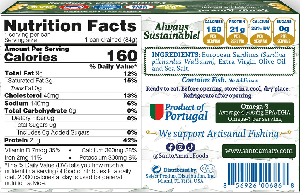 Wild Sardines in Extra Virgin Olive Oil (EVOO) - Luso Style! from PORTUGAL
