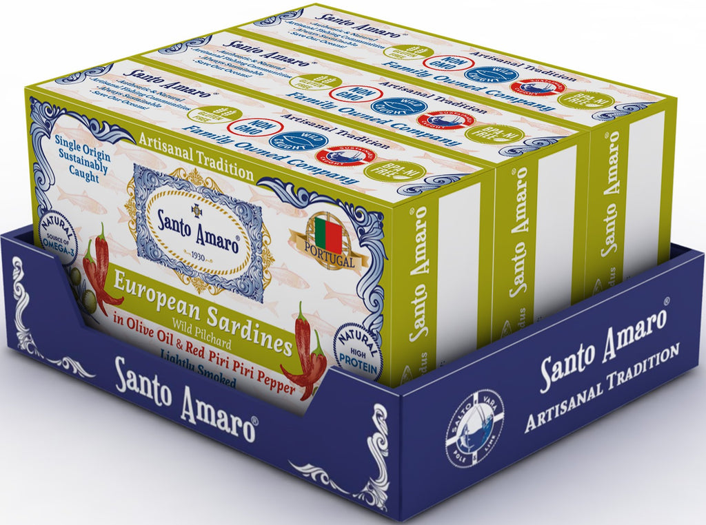 Wild Sardines in Virgin Olive Oil & Piri Piri Pepper Lightly Smoked - HOT AND SPICY! from PORTUGAL