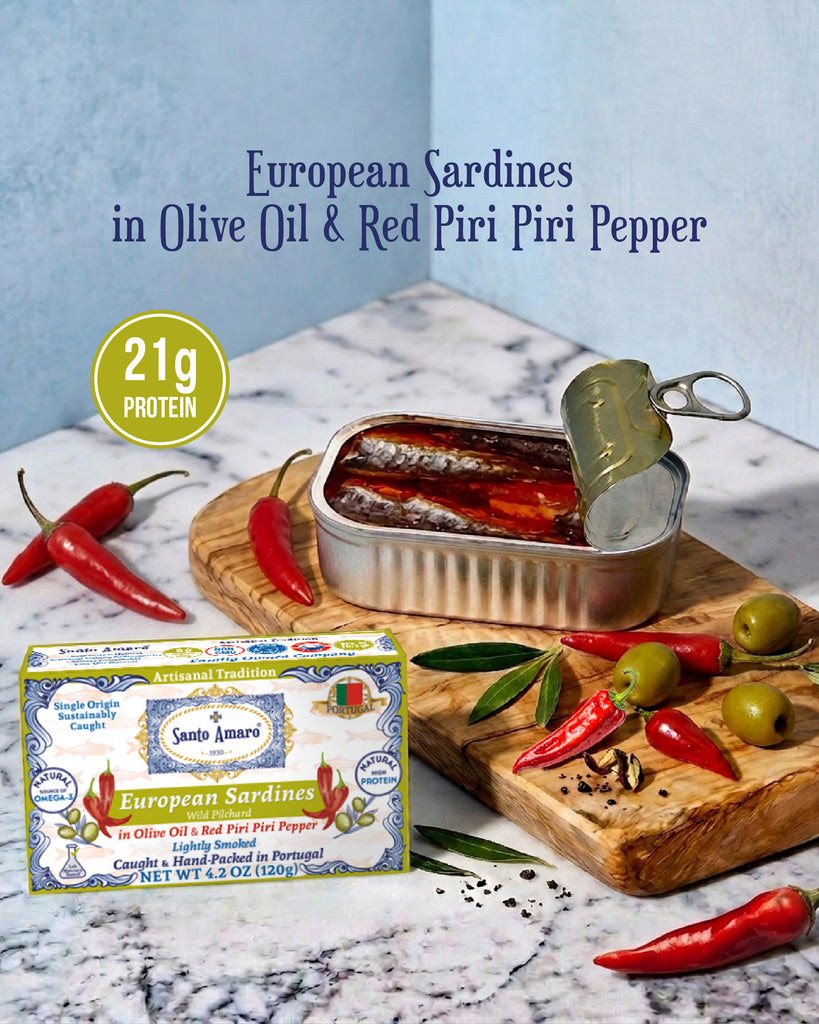 Wild Sardines in Virgin Olive Oil & Piri Piri Pepper Lightly Smoked - HOT AND SPICY! from PORTUGAL