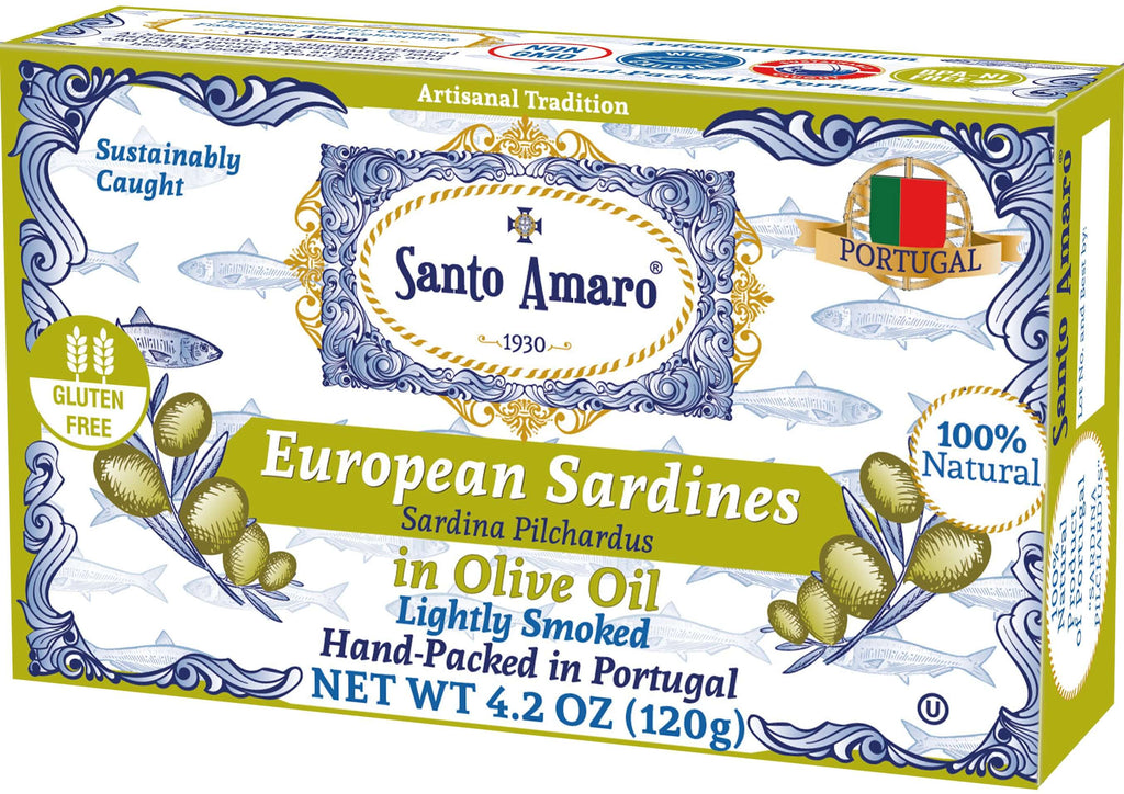 Santo Amaro Canned Sardines in Olive Oil Lightly Smoked Portuguese Sardines Best Canned Sardines Wild Caught Portugal