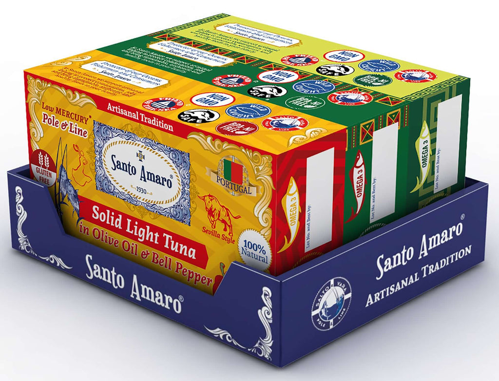 Santo Amaro Pole and Line Tuna Fillets Explorer Variety Pack Portuguese Canned Tuna Olive Oil 3 Flavors Best Tuna Portugal
